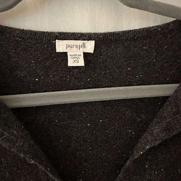 Pure Jill Dark Grey Speckled V-Neck‎ Tassle Tunic Wool Blend Sweater Size XS - Picture 7 of 7